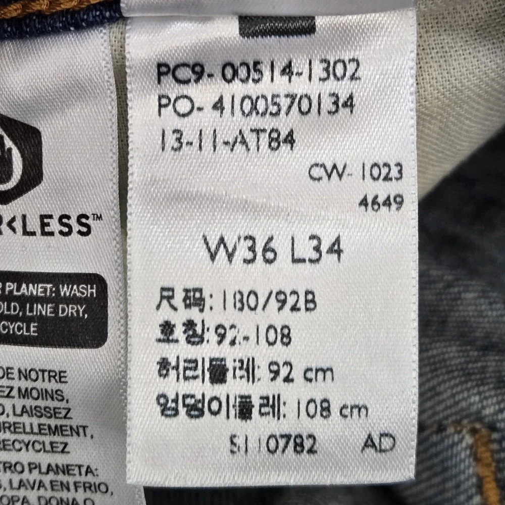 Levi's 514 Men Jeans 36X34 Blue Denim Straight Fit Logo 32